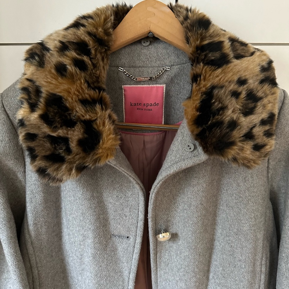 Kate Spade Peacoat with Leopard Collar